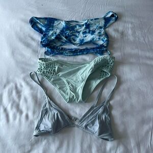 Set of 3 blue Frankie's Bikinis Swim Pieces